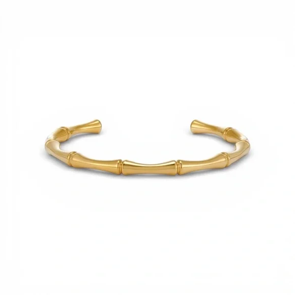 NWT Adornia 18K Plated Stainless Steel Tarnish-Resistant Bamboo Cuff Bracelet - Picture 1 of 3
